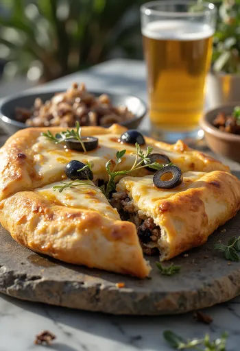 黄金色に焼けたアンチョビのカルツォーネ