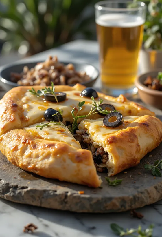 黄金色に焼けたアンチョビのカルツォーネ