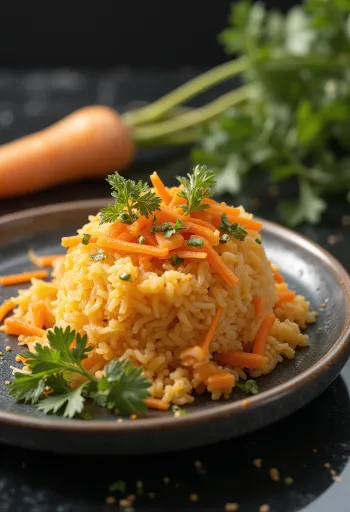 盛り付けられた人参と生姜のご飯