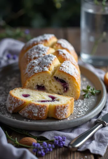 盛り付けられたラベンダー・シュトーレン