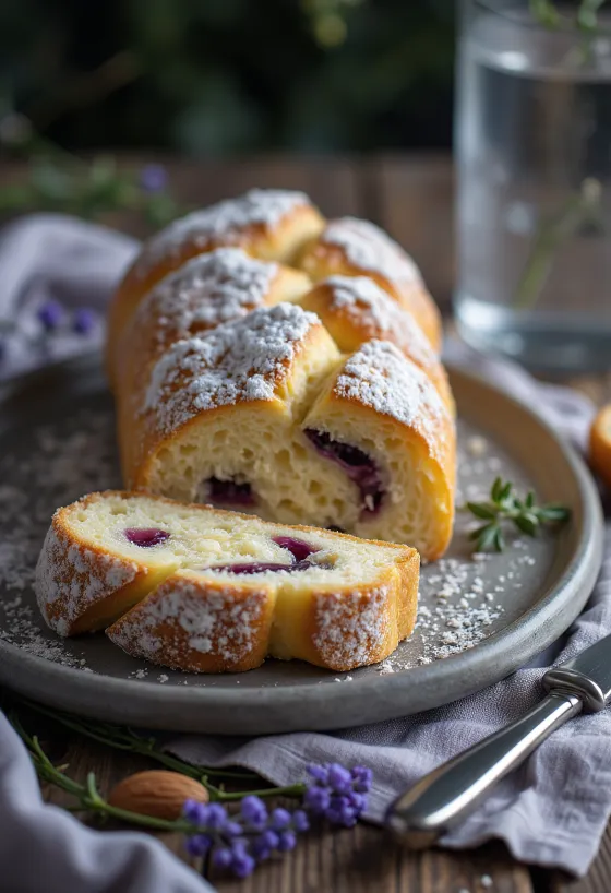 盛り付けられたラベンダー・シュトーレン
