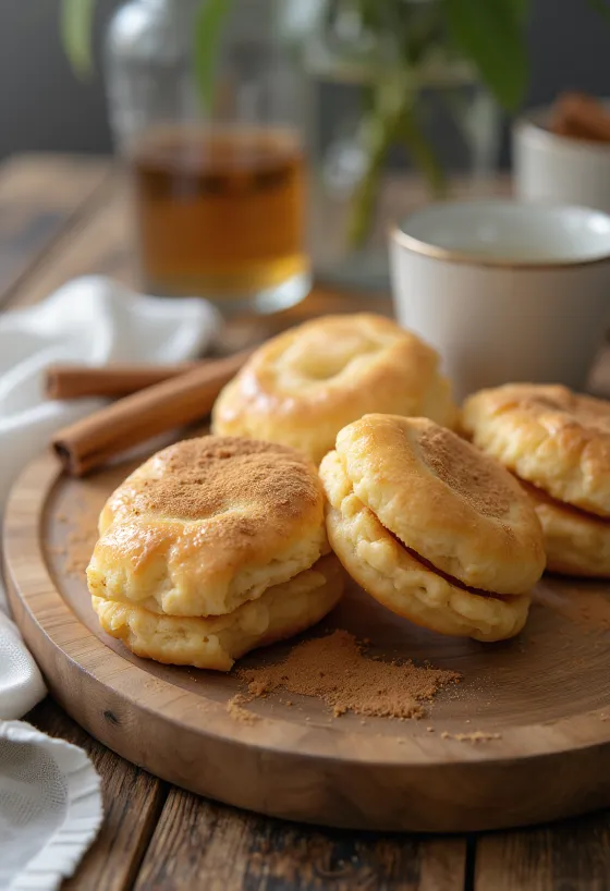 カッテージチーズとシナモンのリンツァークッキーの盛り付け