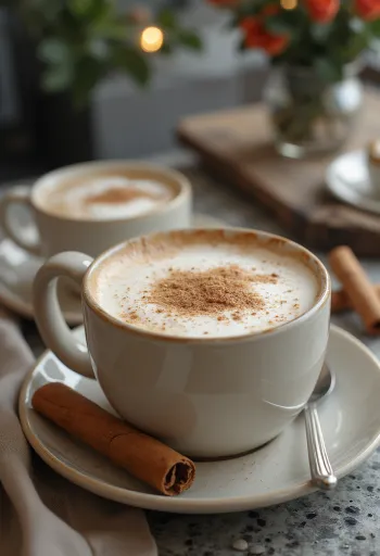 ホイップクリームとシナモンを添えたシナモンミルク