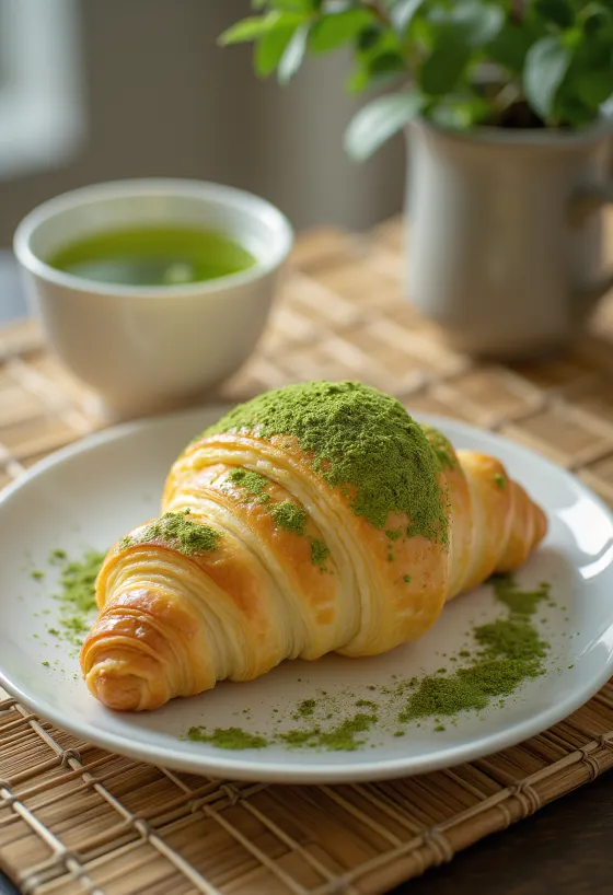 盛り付けられた抹茶クロワッサン