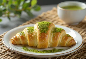 盛り付けられた抹茶クロワッサン