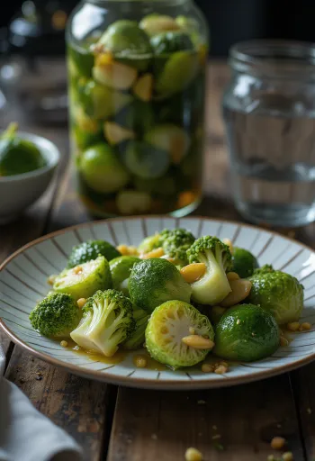 ガラス瓶に入った芽キャベツのピクルス