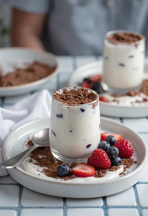グラスに入ったチョコチップ・パンナコッタ