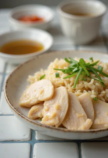 ハイナンチキンライスの盛り付け