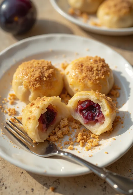 盛り付けられたハンガリー風プラム団子