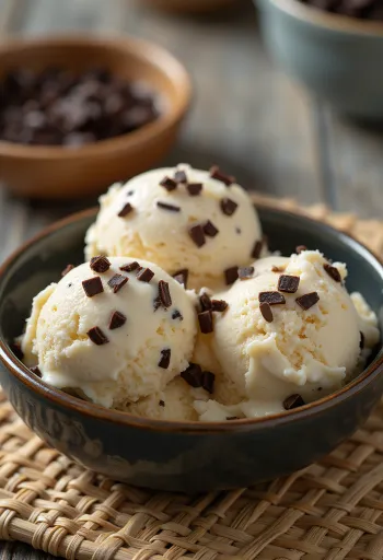 盛り付けられたチョコチップアイスクリーム