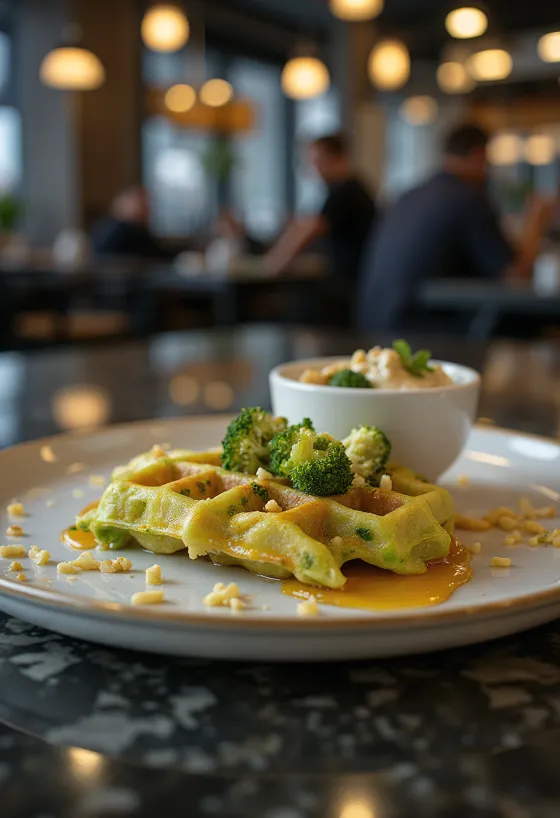 焼きたてのブロッコリーワッフル