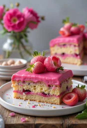 カットされたポピーシードとパンチのケーキ