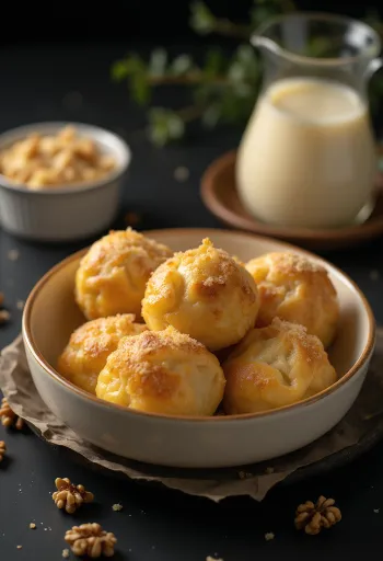 伝統的なアラニガルシュカ、バニラカスタード添え、クルミの層とふわふわの生地。