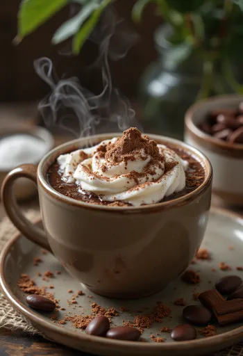 ホイップクリームを飾ったホットチョコレート