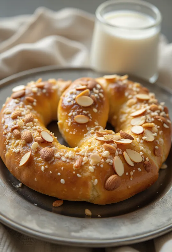 盛り付けられたアーモンドプレッツェル