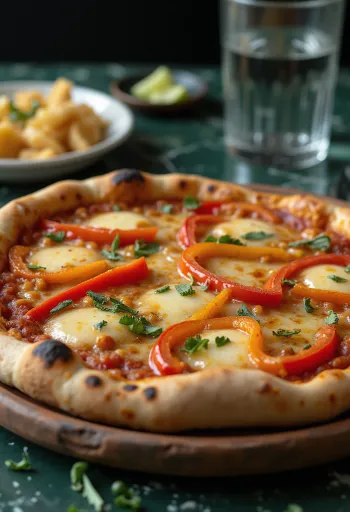 チリ風ピザの盛り付け