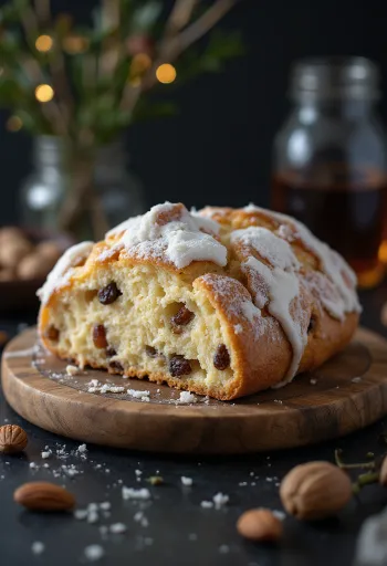 盛り付けられたパンチシュトーレン