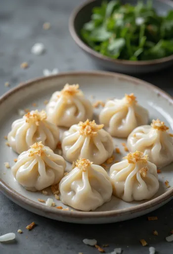 透明で柔らかい生地のベトナム風米粉の団子