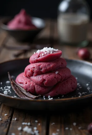 盛り付けられたチョコレートとビーツのパルフェ
