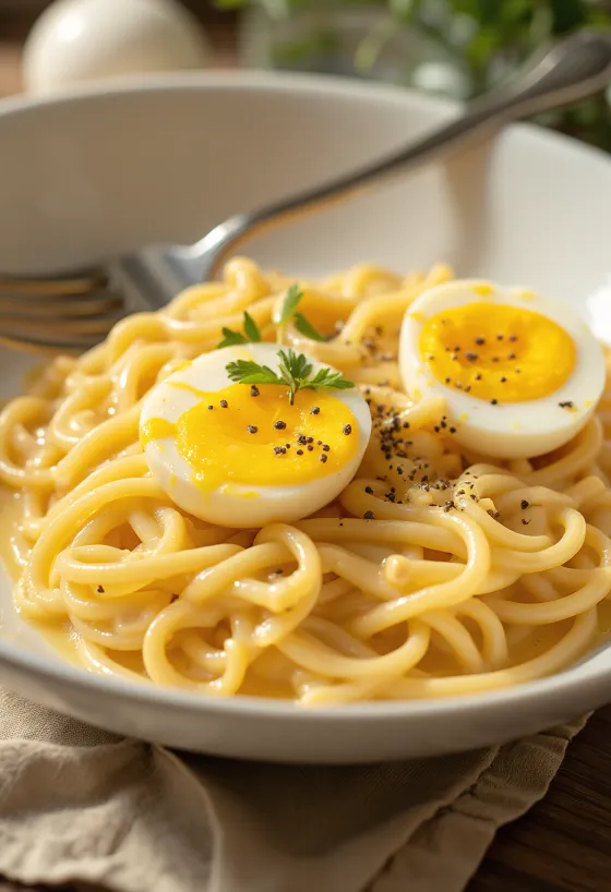 濃厚なチーズソースをたっぷりと絡めたラーメン