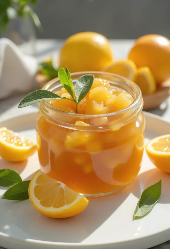 盛り付けられたオレンジレモンジンジャーチャツネ