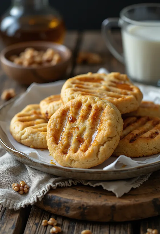 盛り付けられたBBQグリル くるみと蜂蜜のケーキ