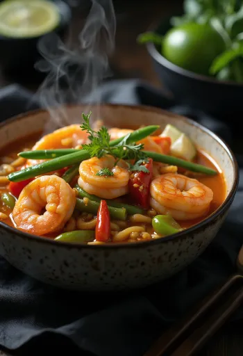 海老のタイカレー ココナッツミルクと新鮮な野菜添え