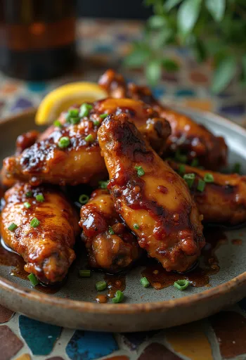 盛り付けられた燻製BBQ七面鳥の手羽