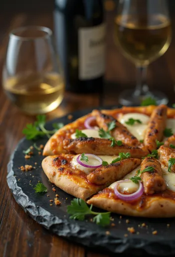 ベルベレスパイスで味付けしたチキンと赤玉ねぎのエチオピア風ピザ