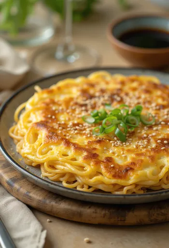 盛り付けられたラーメンパンケーキ